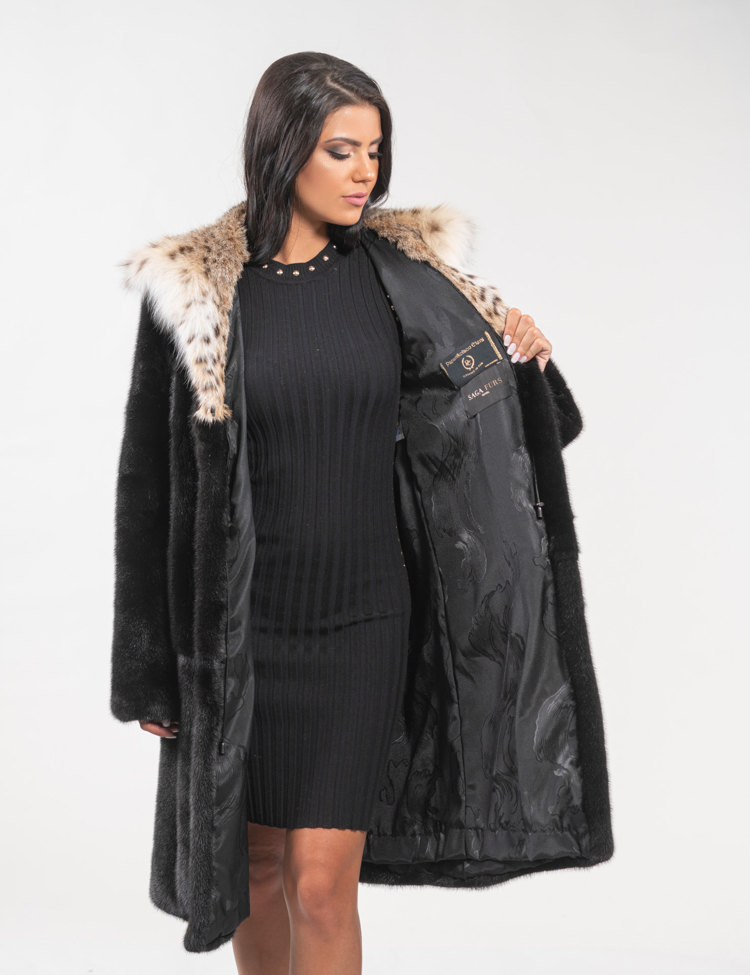 Black Full Pelt Real Fox Fur Coat Luxury Winter Women Warm Fur Outwear Plus  Size