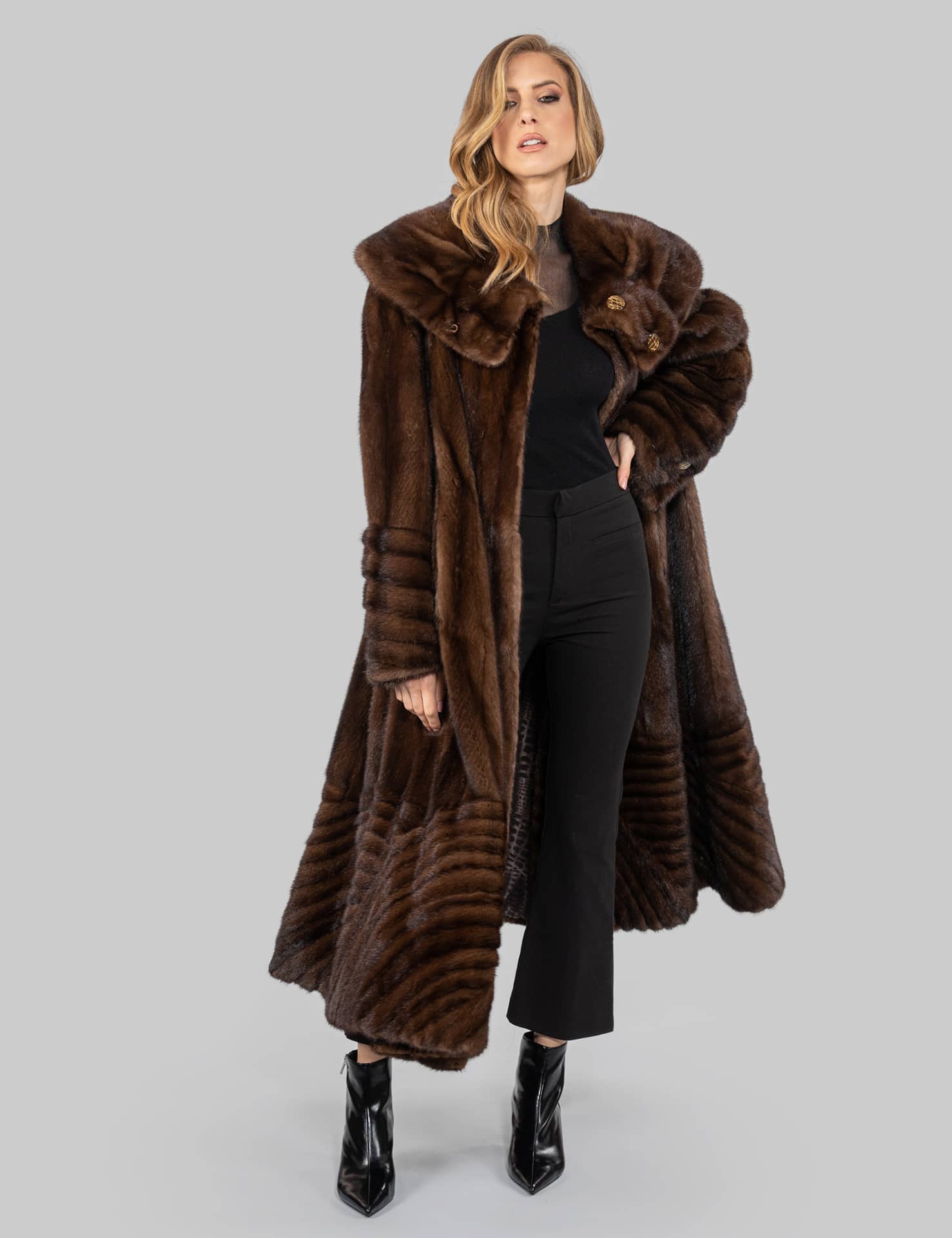 Black Full Pelt Real Fox Fur Coat Luxury Winter Women Warm Fur Outwear Plus  Size